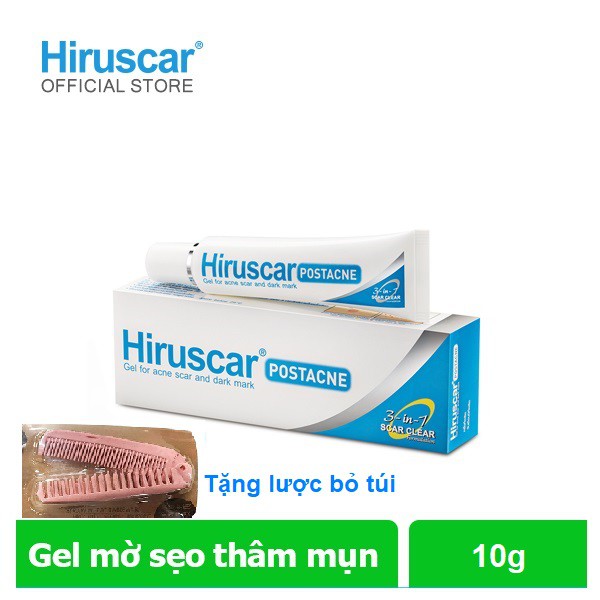 Gel chăm sóc sẹo mụn và mụn thâm Hiruscar Post Acne 10g - Tặng lược bỏ túi