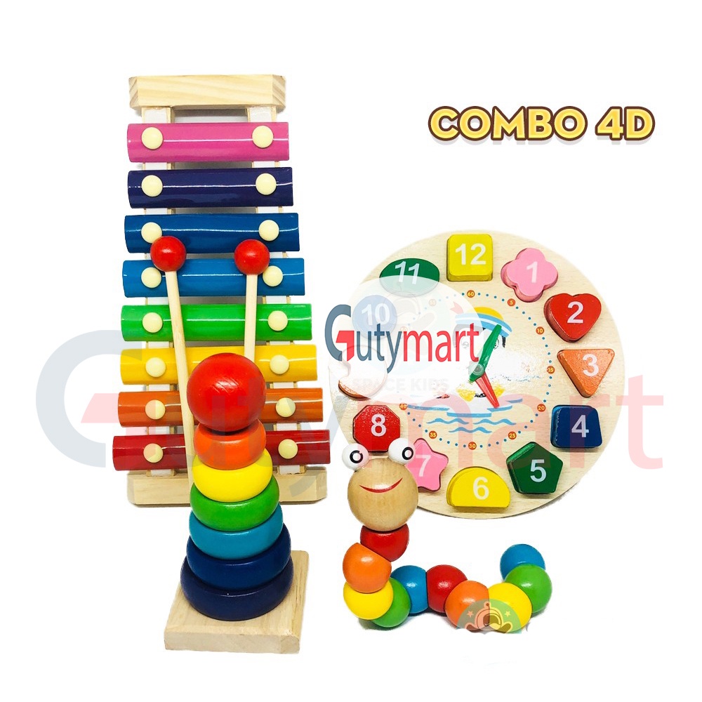 Combo đồ chơi gỗ Montessori cho phát triển trí tuệ giúp bé tư duy, phù hợp cả cho bé trai và bé gái vừa học vừa chơi