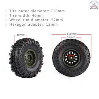 Set 4 bánh xe AUSTAR 110mm 1.9 Inch chuyên dụng cho xe hơi điều khiển từ xa 1/10 RC HSP Redcat RC4WD Tamiya SCX10 D9