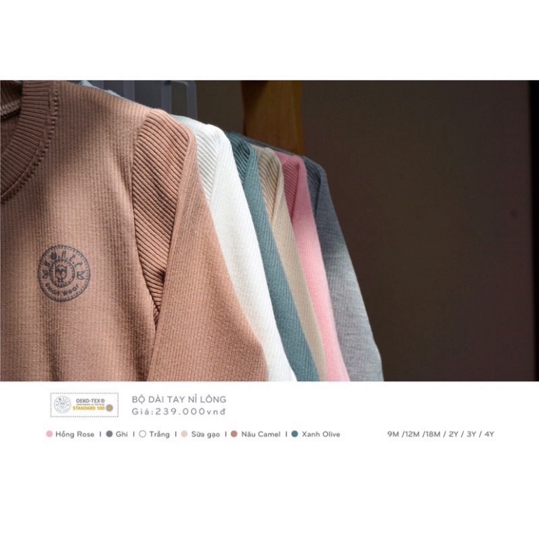 Bộ nỉ HRNEE chất liệu nỉ lông ấm áp từ 6 tháng đến 4 tuổi - Bộ nỉ HRNEE cho bé