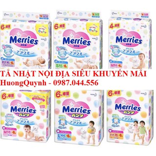 [HCM]Bỉm Merries Dán/Quần Nội Địa Nhật Tiêu Chuẩn (Date Mới) NB90/ S82/ M64/ L54/ M58/L 44/Xl38/ Xxl26