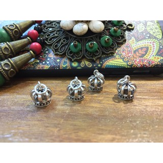 Charm vương miện bạc nổi 3D