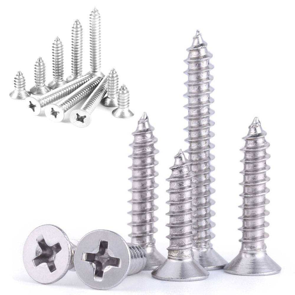 ME Fasteners Chipboard Wood Screws A2 Fully Threaded Cross Head New Self Taping Stainless Steel Pozi Countersunk/4g 6g 8g M3 M4 M6