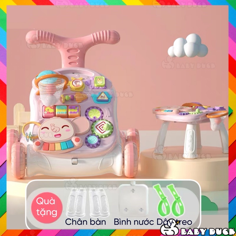 xe tập đi cho bé thế hệ mới có khoá bánh xe, có nhạc, điều chỉnh độ cao