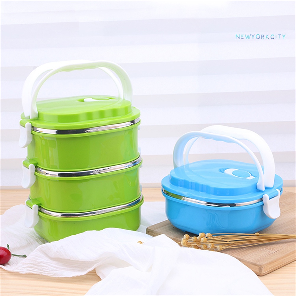 Hộp Đựng Cơm Trưa Cách Nhiệt 1/2/3 Lớp Thiết Kế Hình Vuông Di Động Tiện Dụng Mang Theo Dã Ngoại NYC