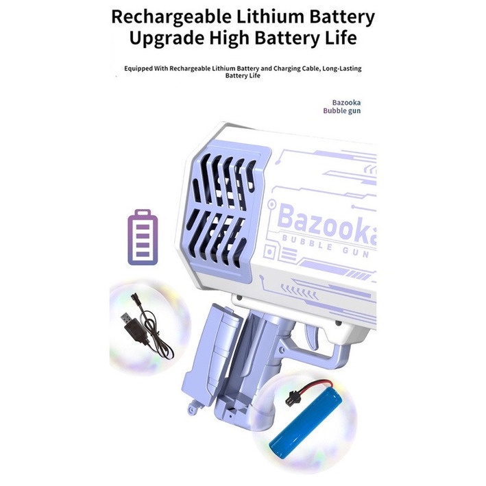 Máy bong bóng Net Đỏ Gatlin trẻ em sạc 69 lỗ máy bong bóng ống tên lửa thổi đồ chơi bong bóng nước bong bóng