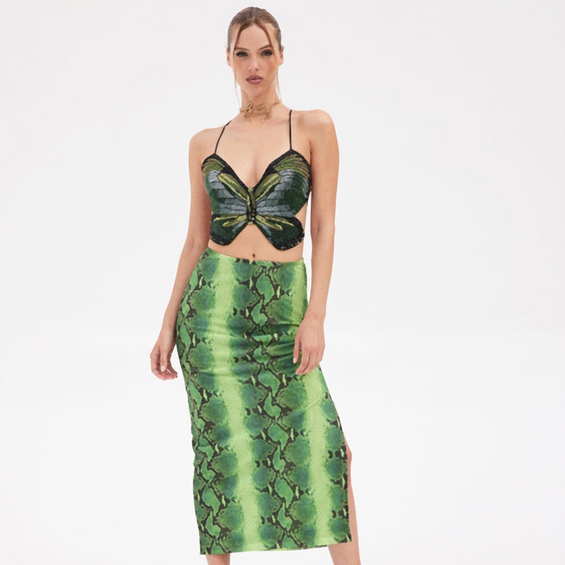 Áo Tank Top Cột Dây Hoạ Tiết Bướm Thiết Kế Hở Lưng Quyến Rũ