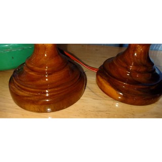 đèn bàn thờ  gỗ điện đèn đĩa lớn để bàn thờ cao 28 cm (ddia2)