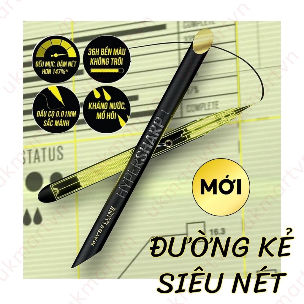 Bút Kẻ Mắt Nước Maybelline Sắc Mảnh BK1 Đen Sắc Sảo 0.4g Hyper Sharp Liner Extreme #BK-1 Ultra Black