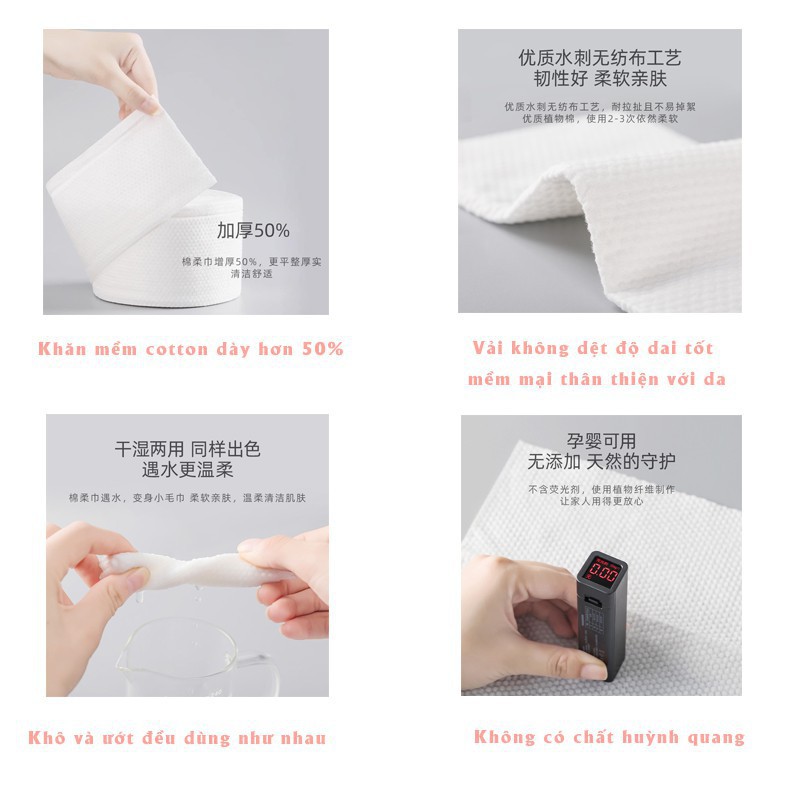 Giấy Lau Mặt Cotton Dùng 1 Lần, Khăn Mặt Khô Cuộn Giấy Tẩy Trang Lau Khô, Lau Ướt | BigBuy360 - bigbuy360.vn