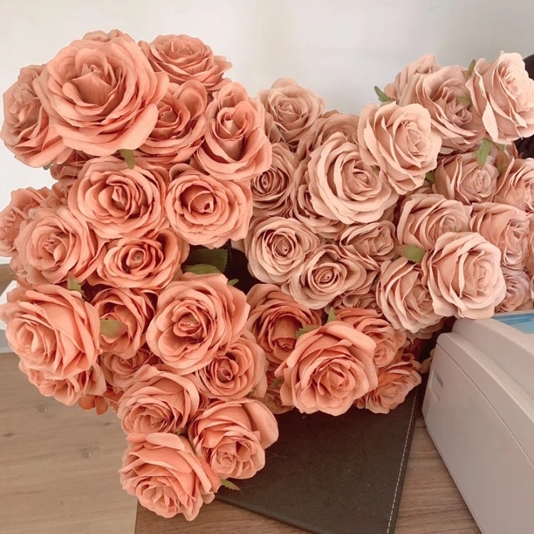 Bó Hoa Hồng Nhân Tạo Bằng Lụa Nhiều Màu Phong Cách Cổ Điển Dành Cho Trang Trí Nhà Cửa/ Văn Phòng/ Tiệc Cưới DIY