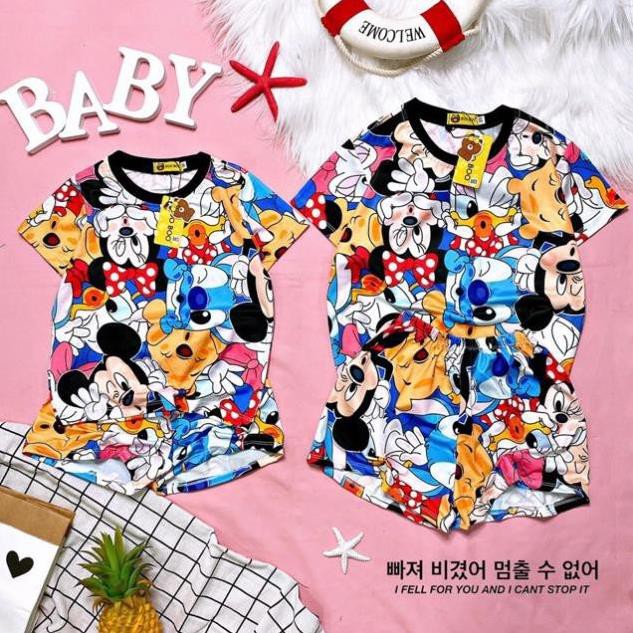 Bộ Ngủ Pijama Thun Baby Tay Ngắn Quần Đùi Họa Tiết Hoạt Hình Dễ Thương từ 10kg đến 20kg