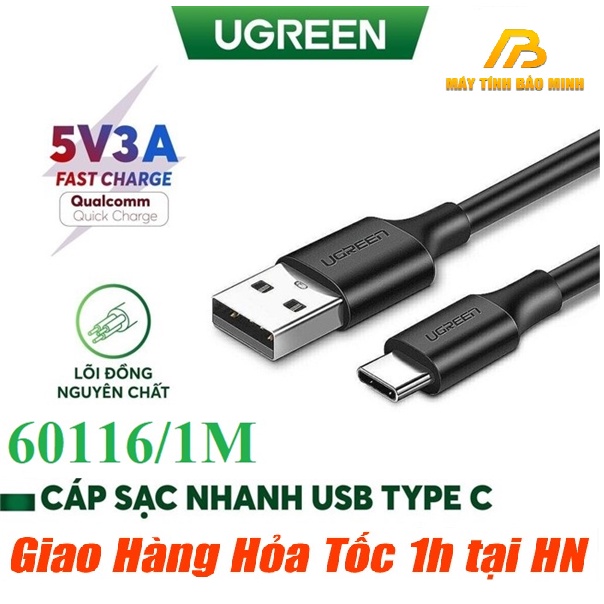Cáp USB Type C to USB 2.0 Ugreen 60116 Dài 1m cao cấp - Hàng chính hãng