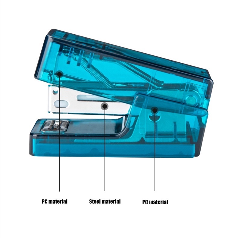 Hộp bấm kim loại mini 12 trang Deli Clear Case Bao gồm 1 hộp 24/6 kim bấm Tối giản Xanh lam / Xanh lá cây / Hồng / Trắng