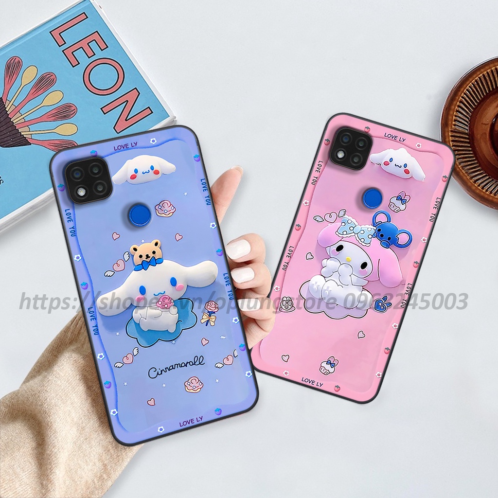 Ốp lưng Xiaomi Redmi 9C in hình 3D gấu cute cool ngầu giả nổi.