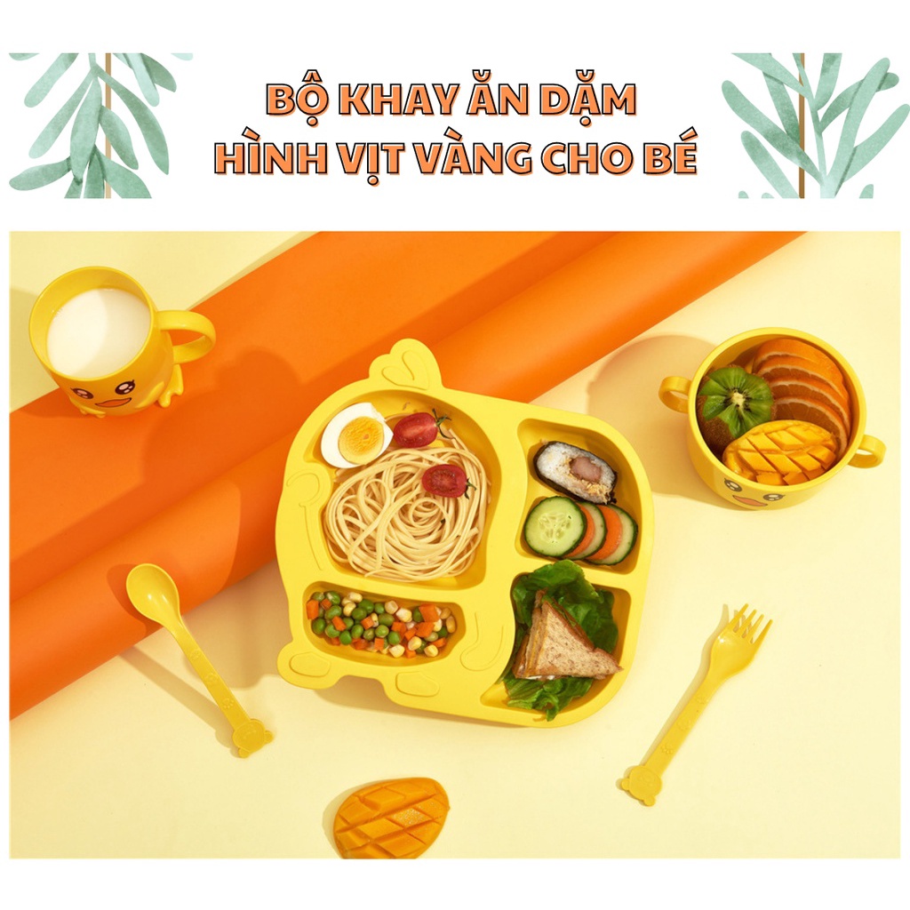 Khay Ăn Dặm 6 Món Hình Cua Và Vịt Đáng Yêu An Toàn Cho Bé Bằng Lúa Mạch