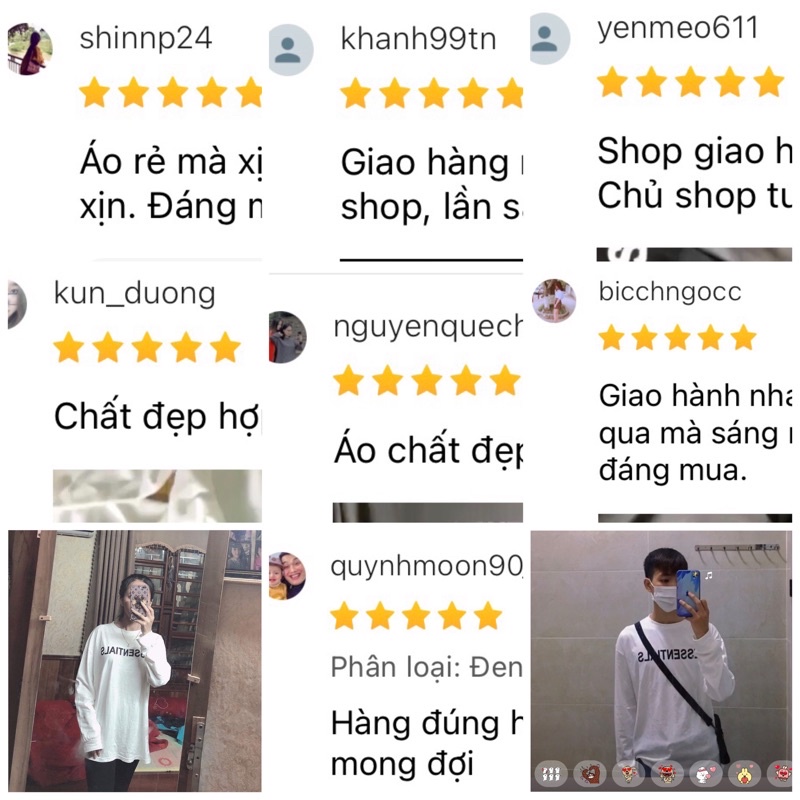 Áo thun tay dài form rộng nam nữ unisex ESENTIAL mặc đôi mặc nhóm, áo phông dài tay 3 màu trắng đen nâu từ 40-70kg | BigBuy360 - bigbuy360.vn