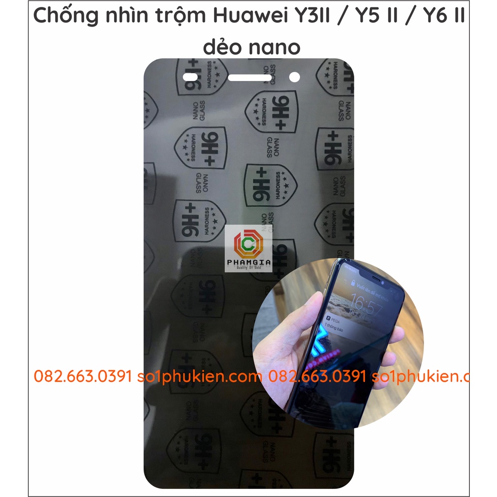 Dán cường lực chống nhìn trộm Huawei Y3II / Y5 II / Y6 II dẻo nano