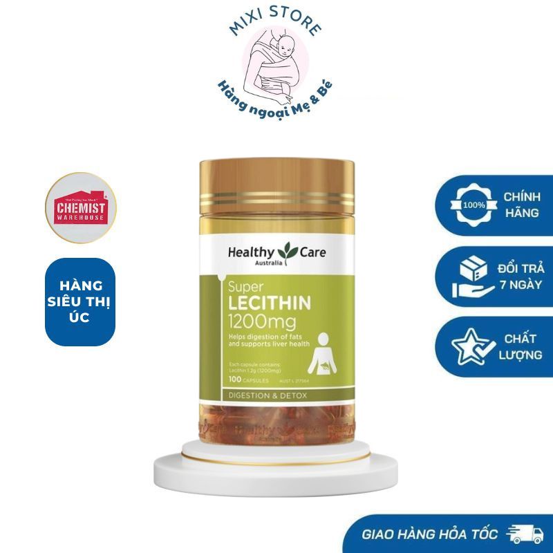 Mầm đậu nành Healthy Care Super Lecithin 100v đẹp da, tăng size vòng 1, cân bằng nội tiết tố