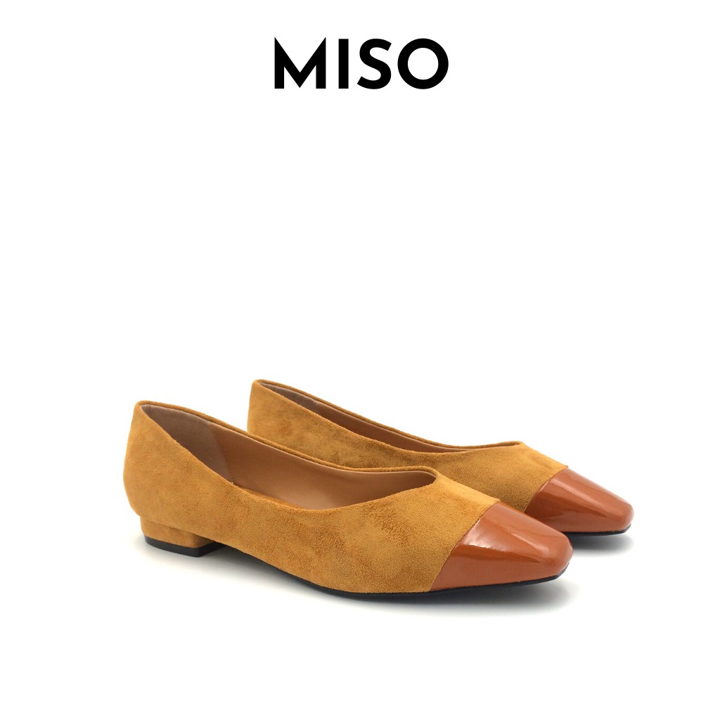 Giày búp bê nữ basic mũi vuông trendy phối màu mới lạ độc đáo gót cao 2cm đi làm đi chơi MISO M036