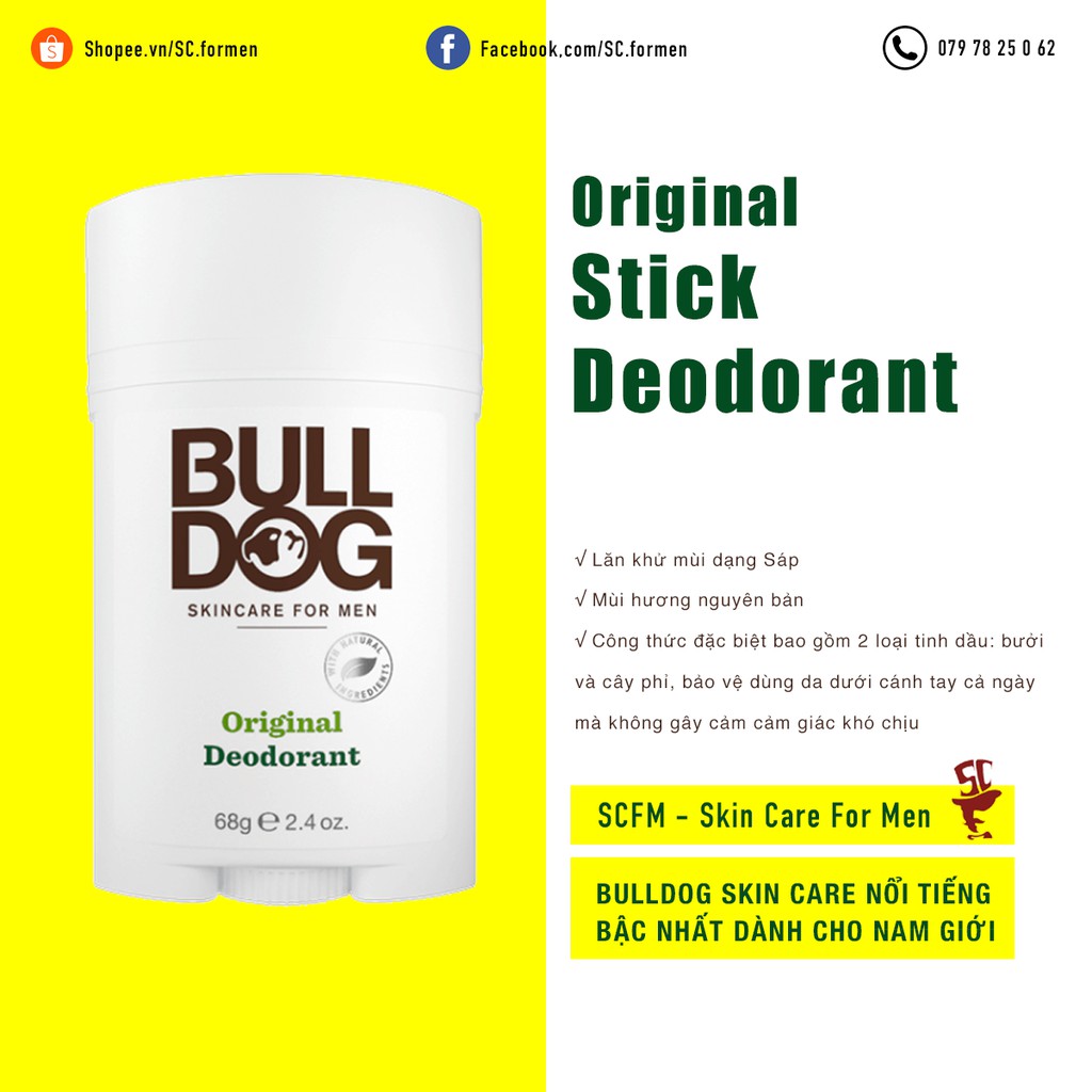 Original Stick Deodorant - Lăn khử mùi dạng Sáp |  Mùi Nguyên Bản Bulldog Skin Care