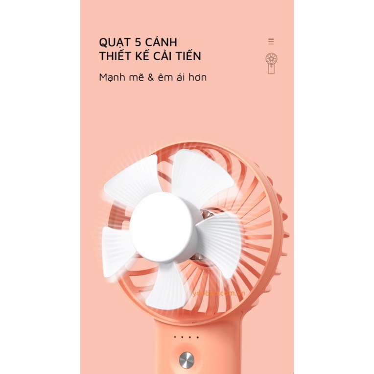 Quạt sạc tích điện mini cầm tay/đặt bàn YOOBAO F3 3000/ 6000 mAh có thể chạy 15 giờ liên tục