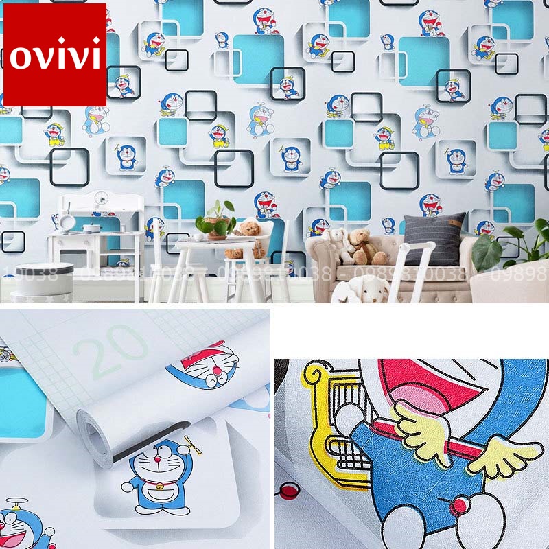 10M Giấy Dán Tường Doraemon , Giấy Dán Tường Hoạt Hình Dễ Thương Cho Bé, Có Keo Sẵn, Giá Rẻ
