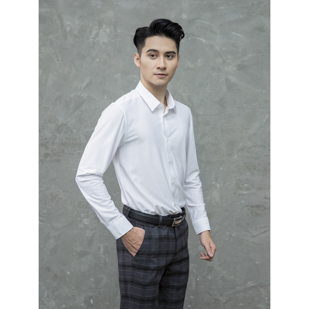Áo sơ mi ARISTINO dài tay trắng trơn lịch lãm from slim ALS13708