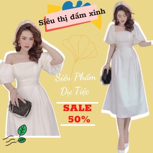 ĐẦM TRẮNG DỰ TIỆC SANG CHẢNH__HÀNG CAO CẤP LOẠI 1__ ĐẦM TRẮNG FORM DÀI TAY PHỒNG SIÊU TÔN DÁNG