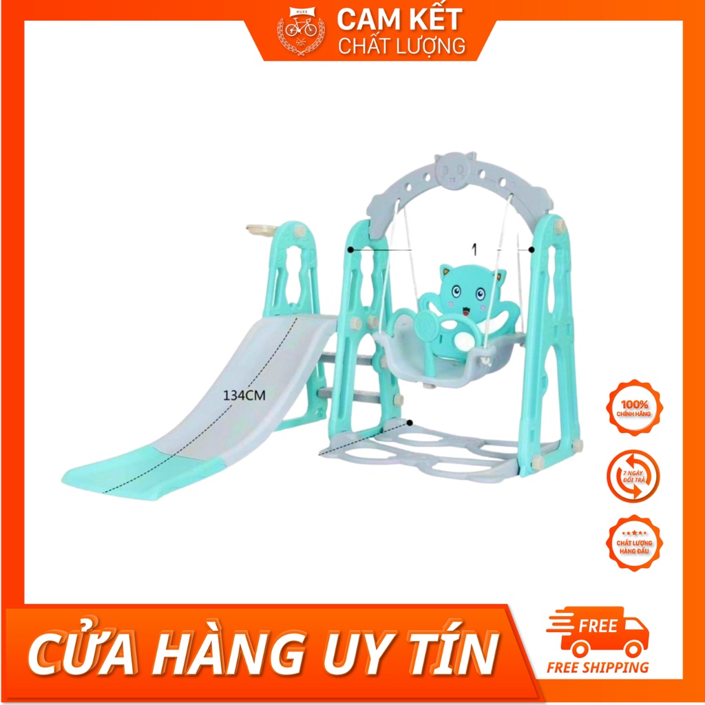Bộ Cầu Trượt Xích Đu Cho Bé Loại A1 Tặng Kèm Bóng Rổ 3in1 .