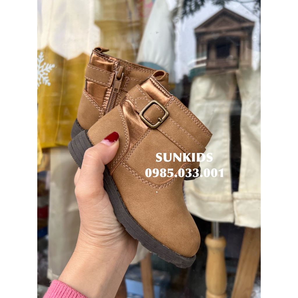 Boot da lộn đính quai nâu nhạt