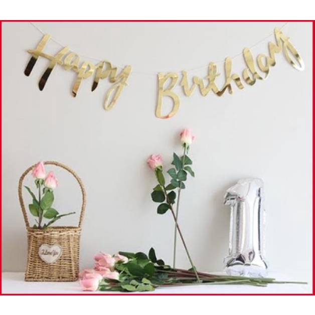 Chữ happy birthday ánh kim, dây treo trang trí sinh nhật