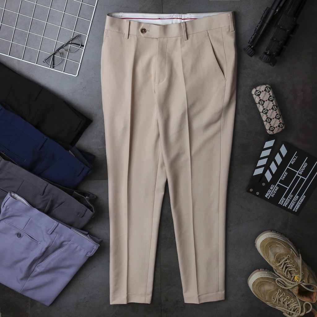 Quần âu nam công sở mầu đen vải chéo xuất khẩu dày dặn loại 1, quần ôm khoe dáng flasksale | BigBuy360 - bigbuy360.vn