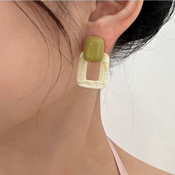 MOCHASHUHoa tai hình vuông màu sắc tương phản phong cách retro thời trang dành cho nữ