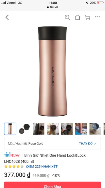 Bình giữ nhiệt Lock&Lock One-Hand LHC4028PG  400ml | BigBuy360 - bigbuy360.vn