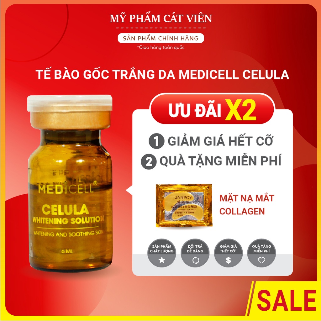 Tế bào gốc dưỡng trắng da Celula Medicell, chăm sóc da mờ thâm sạm se khít lỗ chân lông, dưỡng trắng bật tone - 1 lọ