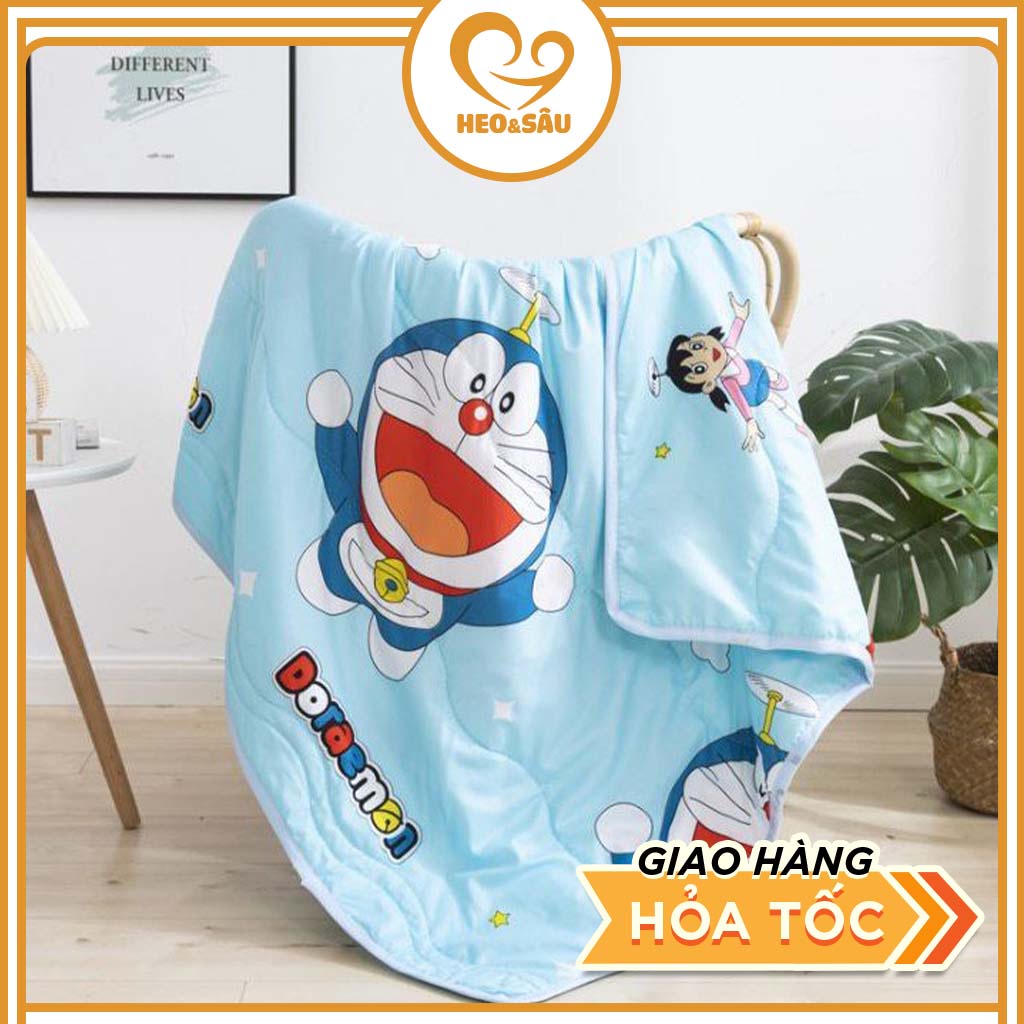 Chăn Hè Cho Bé 💖𝑭𝑹𝑬𝑬𝑺𝑯𝑰𝑷💖 Chăn Cho Bé Vải Cotton Ruột Bông Mỏng (1m1x1m5)