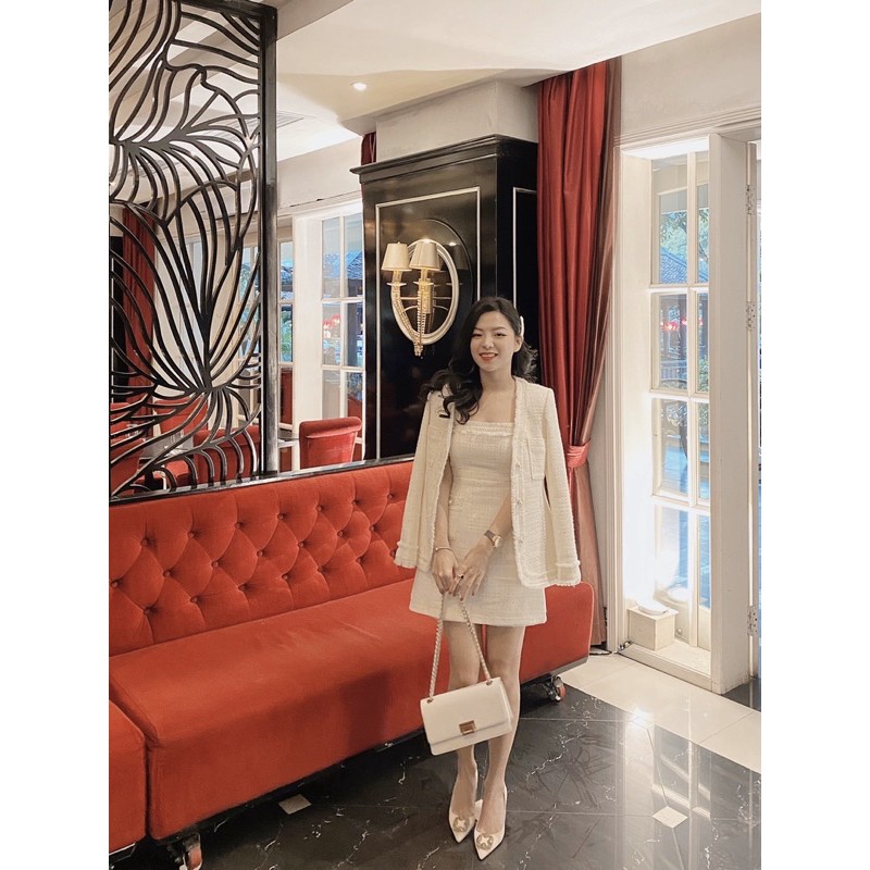 ( Ảnh thật ) S0102 Set dạ tweed trắng ánh kim | BigBuy360 - bigbuy360.vn