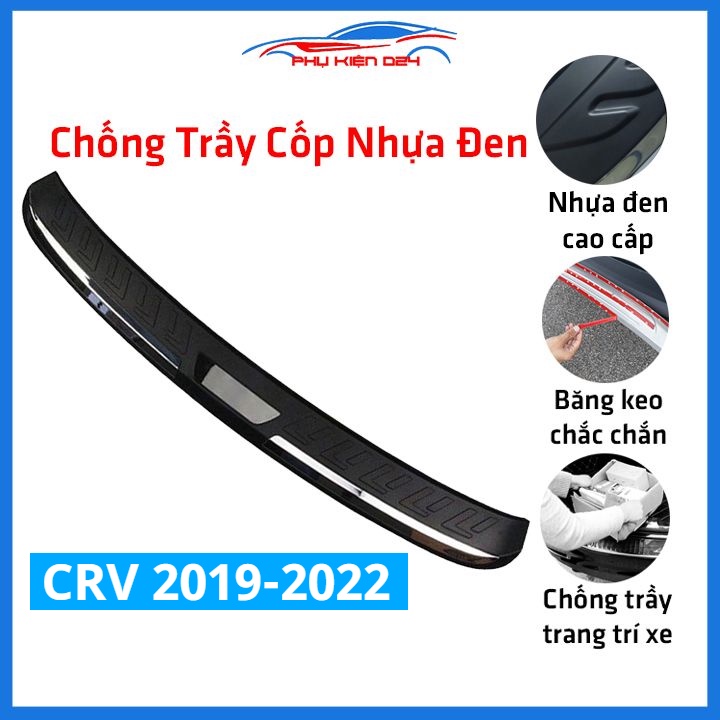 Ốp chống trầy cốp ngoài nhựa đen CRV 2019-2020-2021-2022 hàng loại 1 dán cốp sau chống xước trang trí xe