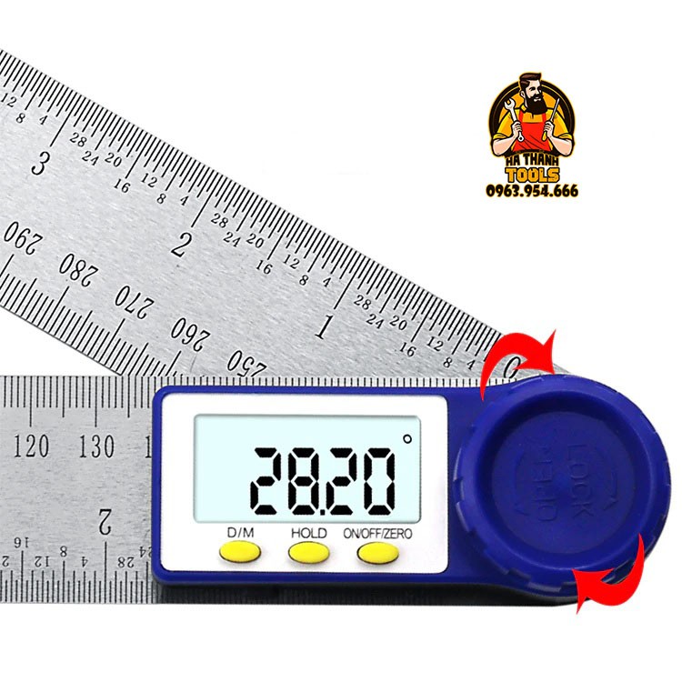 Thước Đo Góc Điện Tử 200mm Thép Không Gỉ - Đo 360 Độ