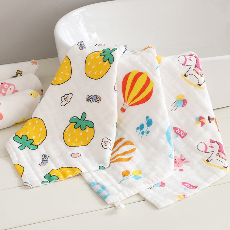 Khăn Mặt Cotton 6 Lớp Cho Bé Kích Thước 26*26cm