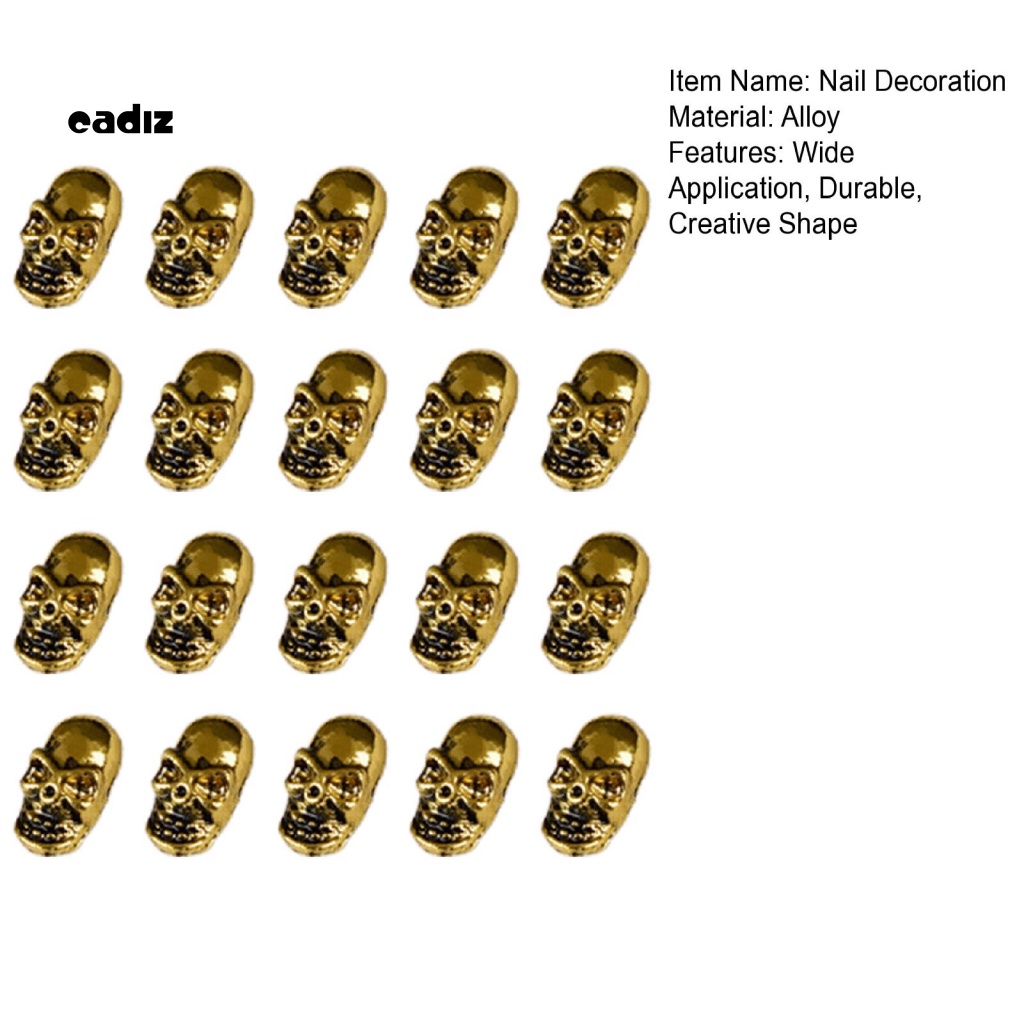 Set 20 Phụ Kiện Trang Trí Móng Tay Nghệ Thuật Hình Nhện Đầu Lâu Lấp Lánh