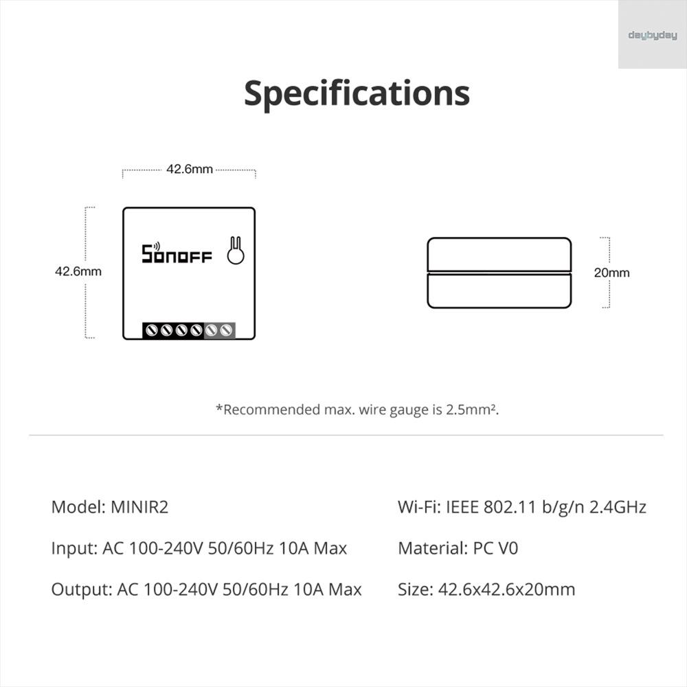 Công Tắc Thông Minh Ewelink Wifi Minir2 2 Chiều Điều Khiển Từ Xa Tích Hợp Amazon Alexa Và Google Kèm Phụ Kiện