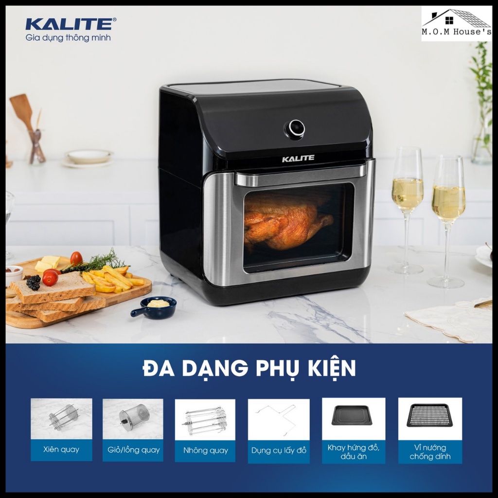 Nồi Chiên Không Dầu Kalite Q12-KL1200_M.O.M House's_CS 1800W_Hàng Chính Hãng kèm quà tặng trị giá 209k