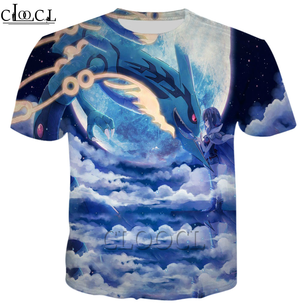 Áo thun nam cổ tròn in hình 3D Anime Pokémon Rayquaza