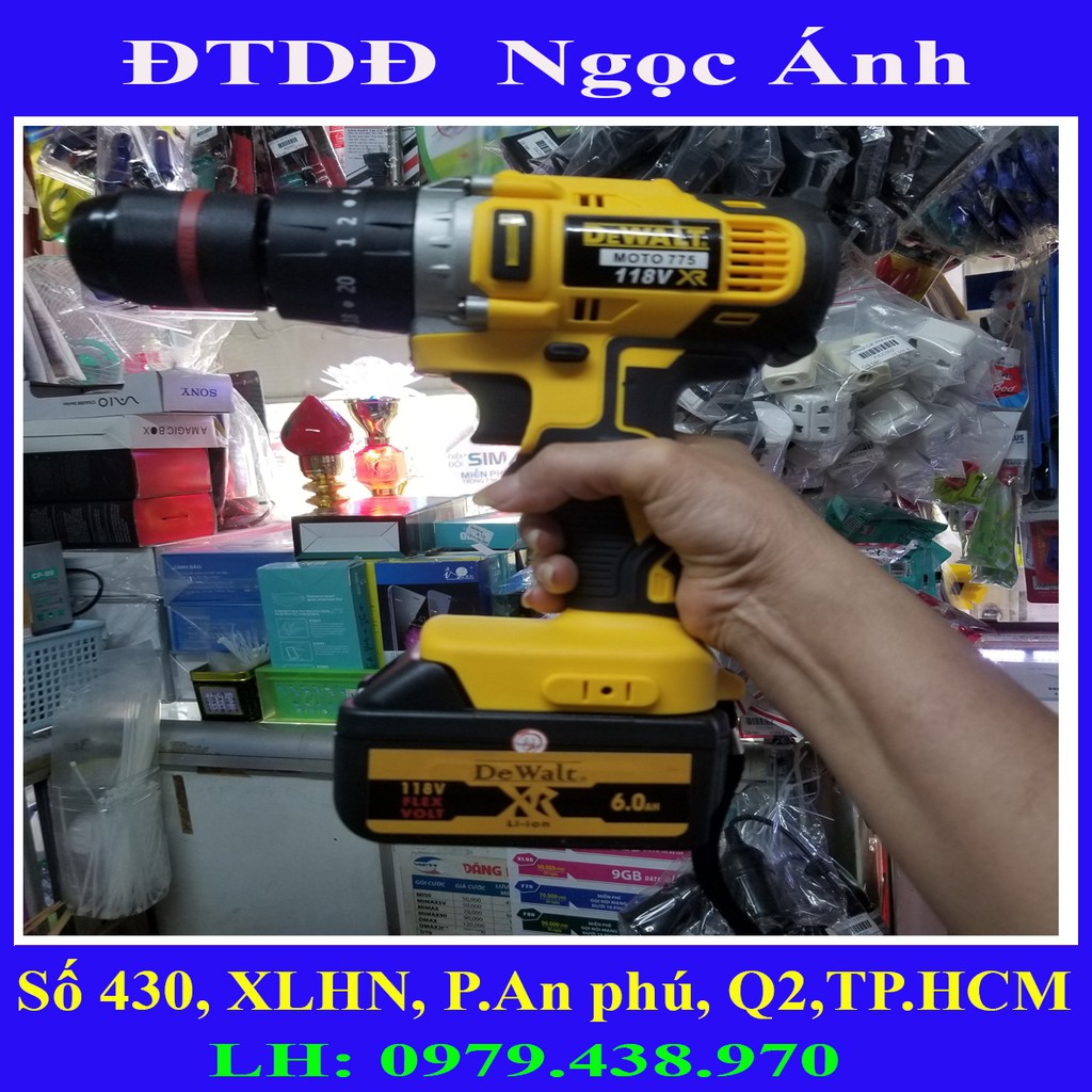 Máy khoan búa khoan pin Dewalt 118v Khoan tường sắt gỗ, bắn vit, lõi đồng