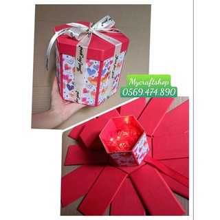 Hộp quà lục giác 3 lớp hình tim