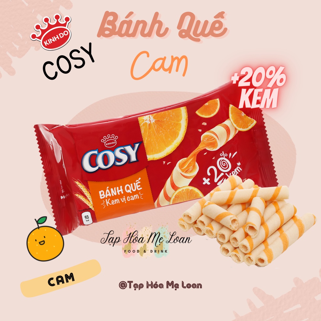 Bánh Quế Cosy Vị Kem Socola/Lá Dứa/Cam/Dâu Kinh Đô 132g