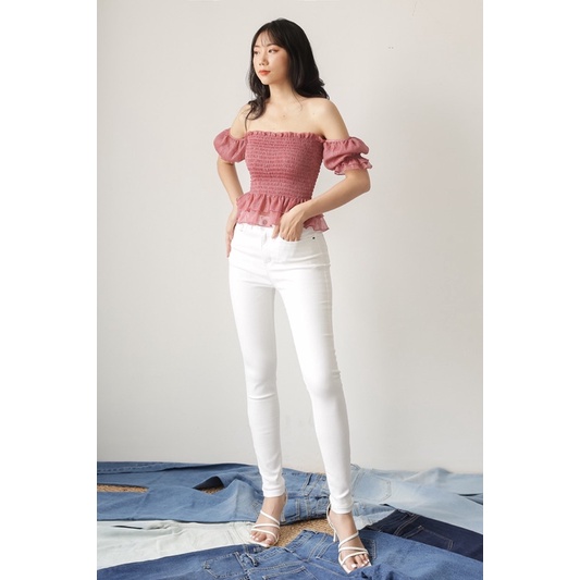 Quần skinny đen/trắng trơn dài Asos