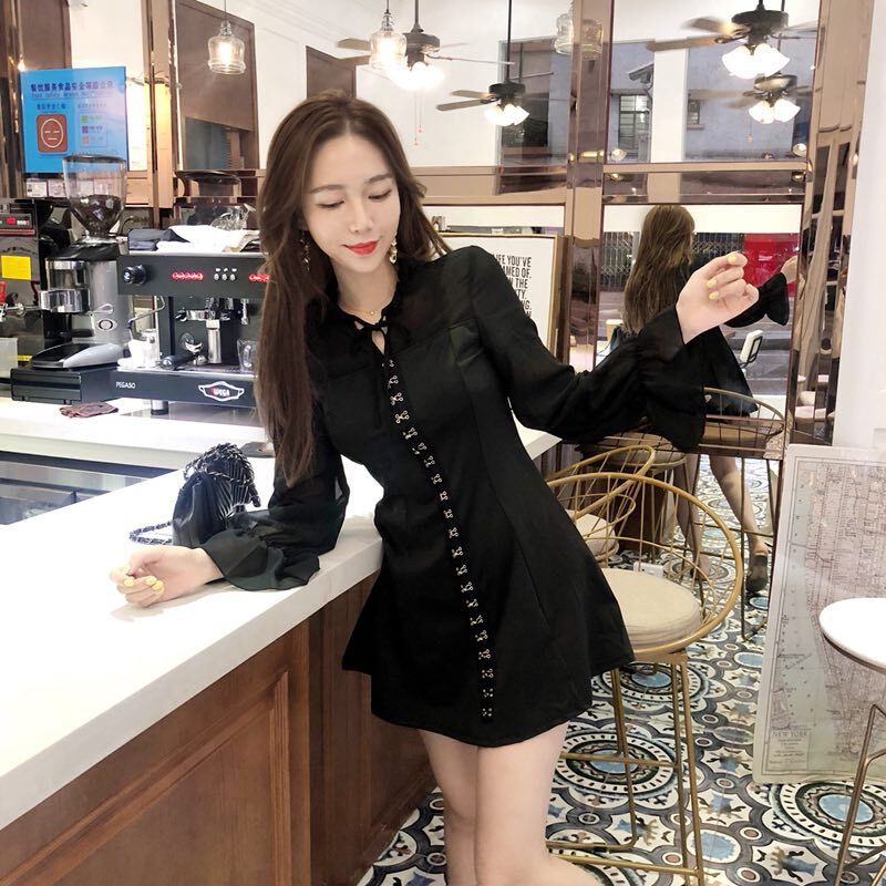 Đầm dáng xòe nữ kiểu tay dài Emilyshop